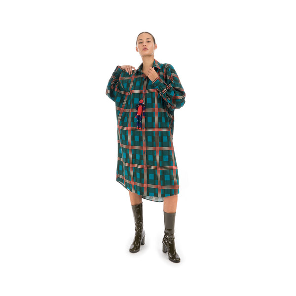 FACETASM | Wave Shirt Dress Green - Concrete