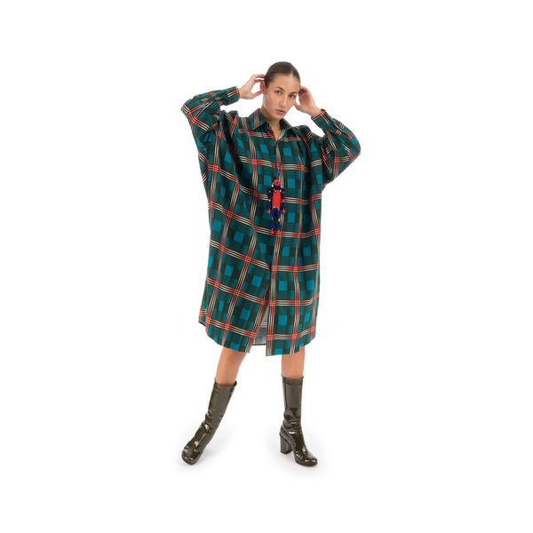 FACETASM | Wave Shirt Dress Green - Concrete