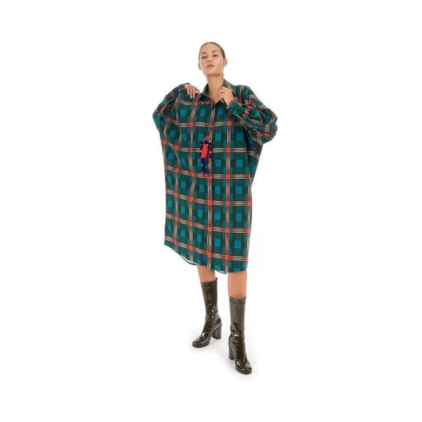 FACETASM | Wave Shirt Dress Green - Concrete