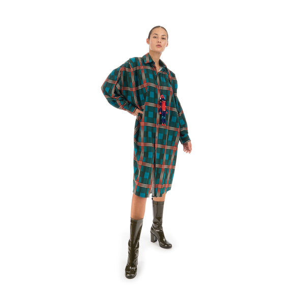 FACETASM | Wave Shirt Dress Green - Concrete