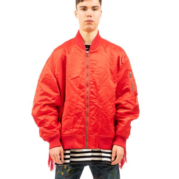 FACETASM | Crushed Nylon Bomber Jacket Red - Concrete