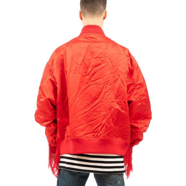 FACETASM | Crushed Nylon Bomber Jacket Red - Concrete
