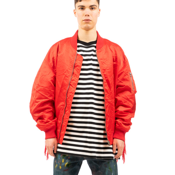 FACETASM | Crushed Nylon Bomber Jacket Red - Concrete