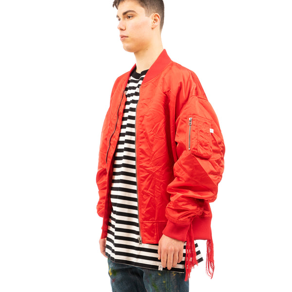 FACETASM | Crushed Nylon Bomber Jacket Red - Concrete