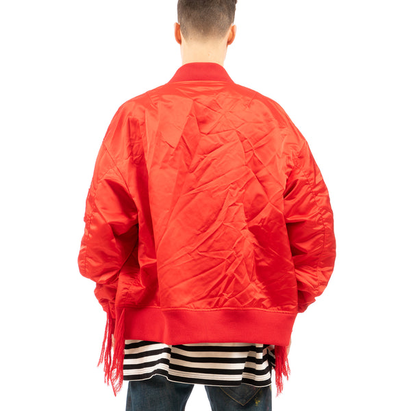 FACETASM | Crushed Nylon Bomber Jacket Red - Concrete