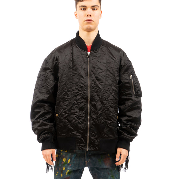 FACETASM | Crushed Nylon Bomber Jacket Black - Concrete