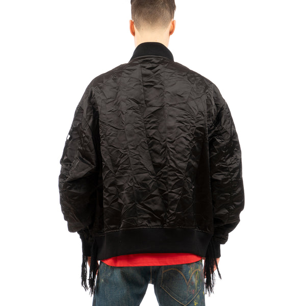 FACETASM | Crushed Nylon Bomber Jacket Black - Concrete