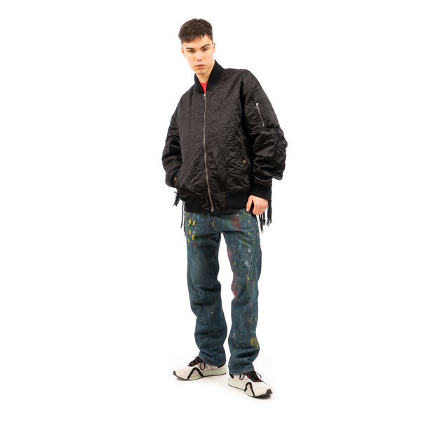 FACETASM | Crushed Nylon Bomber Jacket Black - Concrete