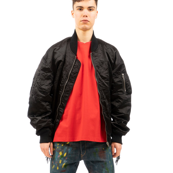 FACETASM | Crushed Nylon Bomber Jacket Black - Concrete