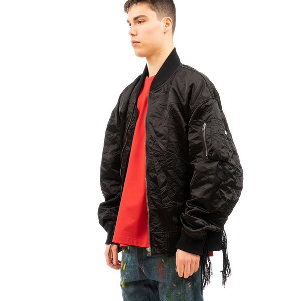 FACETASM | Crushed Nylon Bomber Jacket Black - Concrete