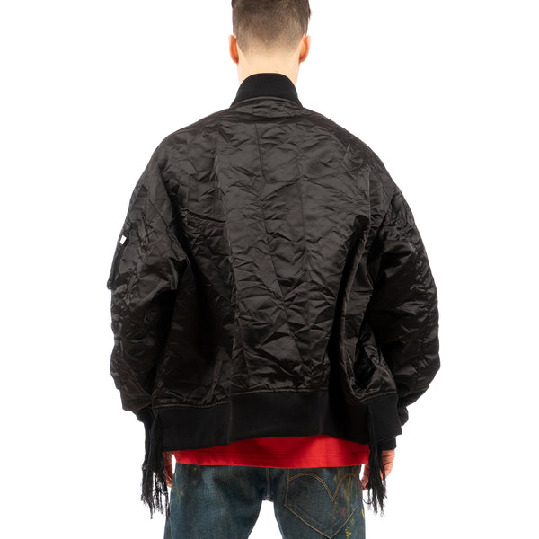 FACETASM | Crushed Nylon Bomber Jacket Black - Concrete