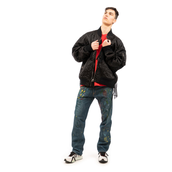FACETASM | Crushed Nylon Bomber Jacket Black - Concrete