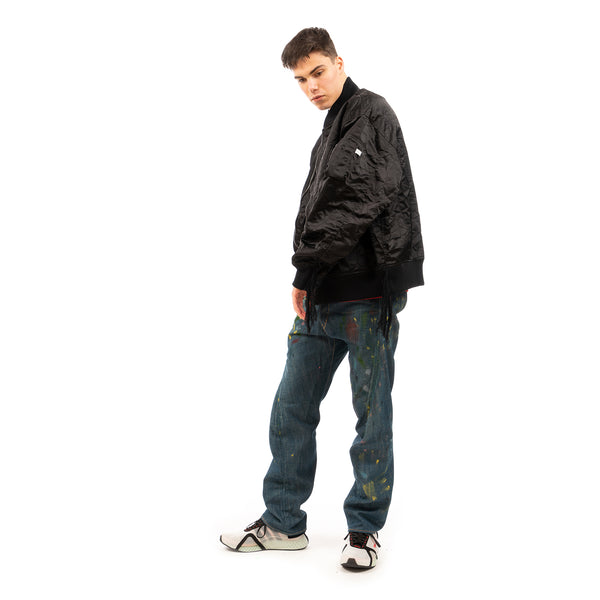 FACETASM | Crushed Nylon Bomber Jacket Black - Concrete