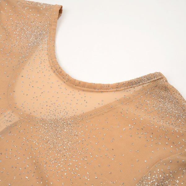 FANTABODY 'Erika' L/S Body Tulle Strass Body Nude - Concrete