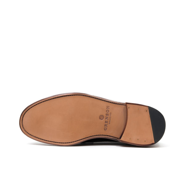 Grenson | 'Sid' Rub Off Broque Ledo Black - Concrete