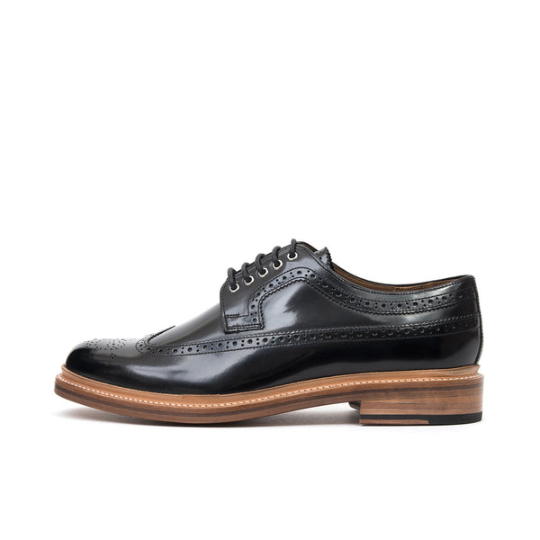 Grenson | 'Sid' Rub Off Broque Ledo Black - Concrete