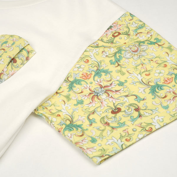 Ground Zero | Chinese Floral Print T-Shirt White / Yellow - Concrete