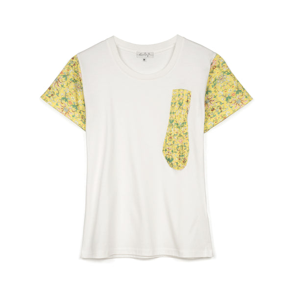 Ground Zero | Chinese Floral Print T-Shirt White / Yellow - Concrete