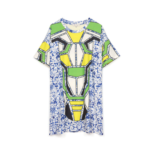 Ground Zero | Chinese Floral Print Oversized T-Shirt - Concrete