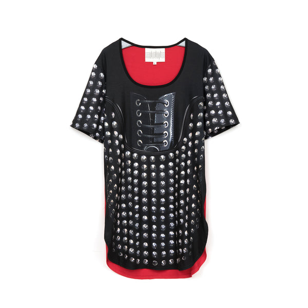 Ground Zero | Studs Shoe Ultra Soft Printed T-Dress - Concrete