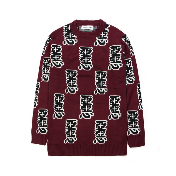 Ground Zero | Furious Pattern Jacquard Sweater Burgundy - Concrete