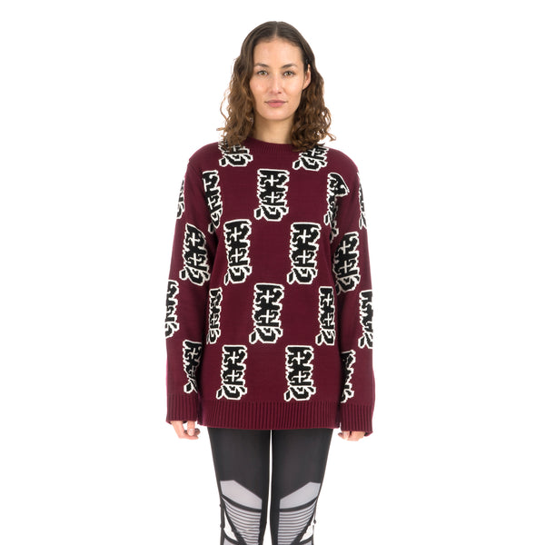 Ground Zero | Furious Pattern Jacquard Sweater Burgundy - Concrete