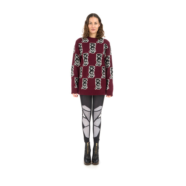 Ground Zero | Furious Pattern Jacquard Sweater Burgundy - Concrete