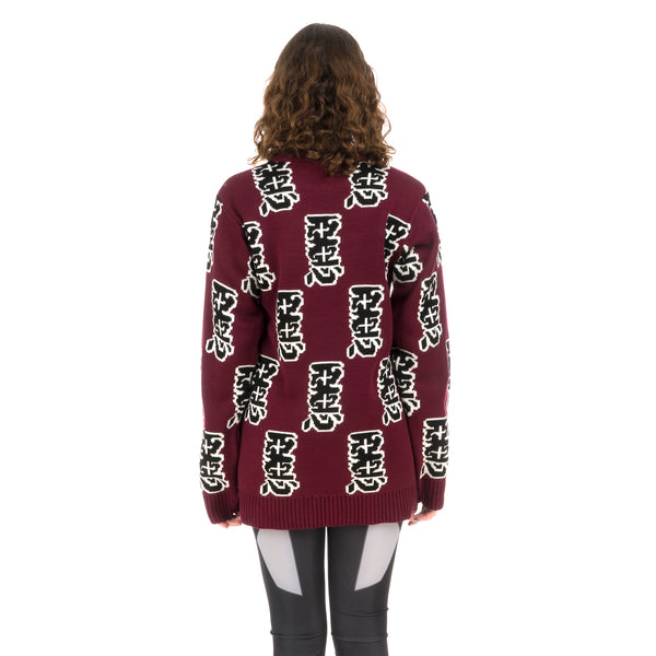 Ground Zero | Furious Pattern Jacquard Sweater Burgundy - Concrete