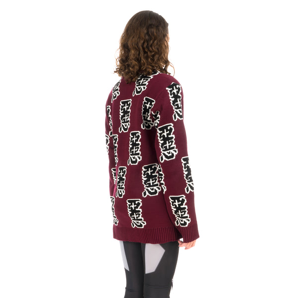 Ground Zero | Furious Pattern Jacquard Sweater Burgundy - Concrete