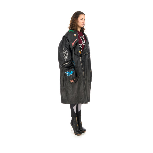Ground Zero | Patches Leather Jacket Black - Concrete