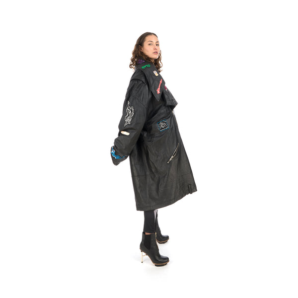 Ground Zero | Patches Leather Jacket Black - Concrete