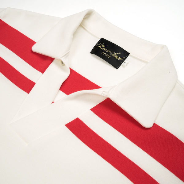 Haversack | Panel Border Polo White/Red 811810-26 - Concrete