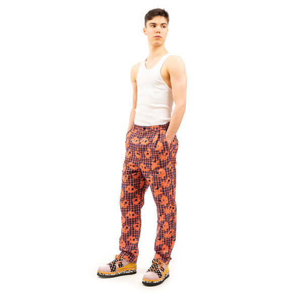 Henrik Vibskov | Men's Piano Pants Orange Blue - Concrete