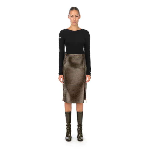 Hope | Pipe Skirt Beige Duo Check - Concrete