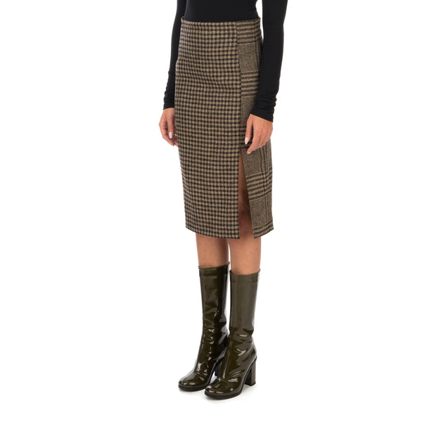 Hope | Pipe Skirt Beige Duo Check - Concrete