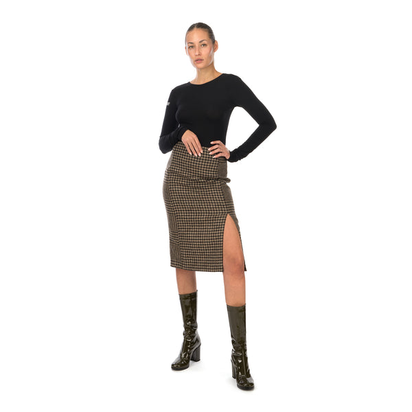 Hope | Pipe Skirt Beige Duo Check - Concrete