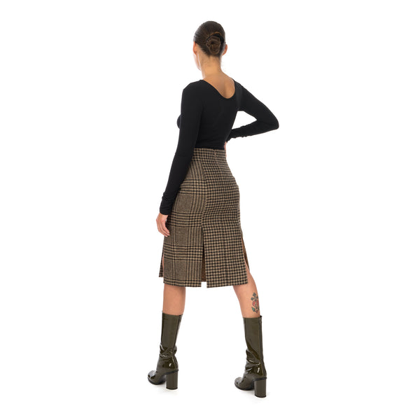 Hope | Pipe Skirt Beige Duo Check - Concrete