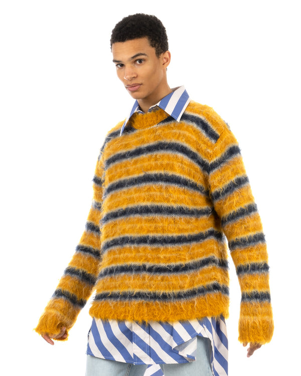 Marni | Iconic Groovy Striped Sweater Sunflower - Concrete