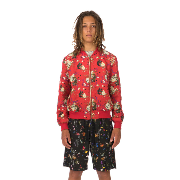 IH NOM UH NIT | Garden Print Bomber Twill Red - Concrete