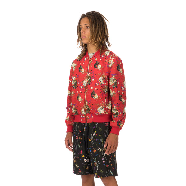 IH NOM UH NIT | Garden Print Bomber Twill Red - Concrete