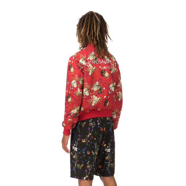 IH NOM UH NIT | Garden Print Bomber Twill Red - Concrete
