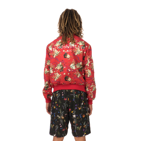 IH NOM UH NIT | Garden Print Bomber Twill Red - Concrete