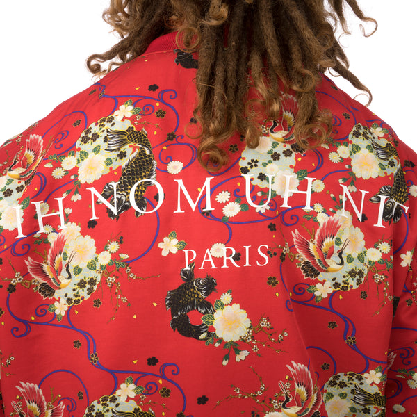 IH NOM UH NIT | Garden Print Bomber Twill Red - Concrete