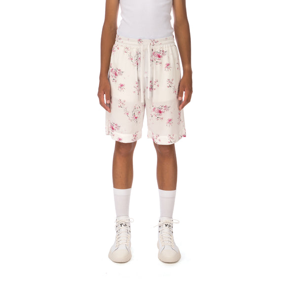 IH NOM UH NIT | Twill Cherry Blossom Print Shorts White - Concrete