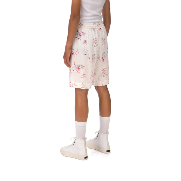 IH NOM UH NIT | Twill Cherry Blossom Print Shorts White - Concrete