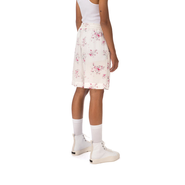 IH NOM UH NIT | Twill Cherry Blossom Print Shorts White - Concrete