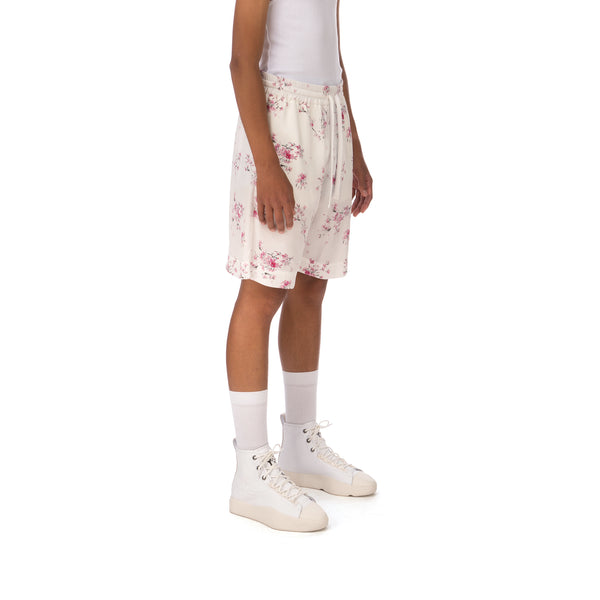 IH NOM UH NIT | Twill Cherry Blossom Print Shorts White - Concrete
