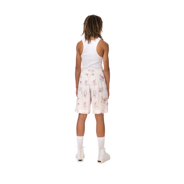 IH NOM UH NIT | Twill Cherry Blossom Print Shorts White - Concrete