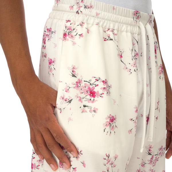 IH NOM UH NIT | Twill Cherry Blossom Print Shorts White - Concrete