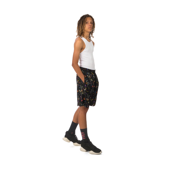 IH NOM UH NIT | Flowery Print Shorts Twill Black - Concrete